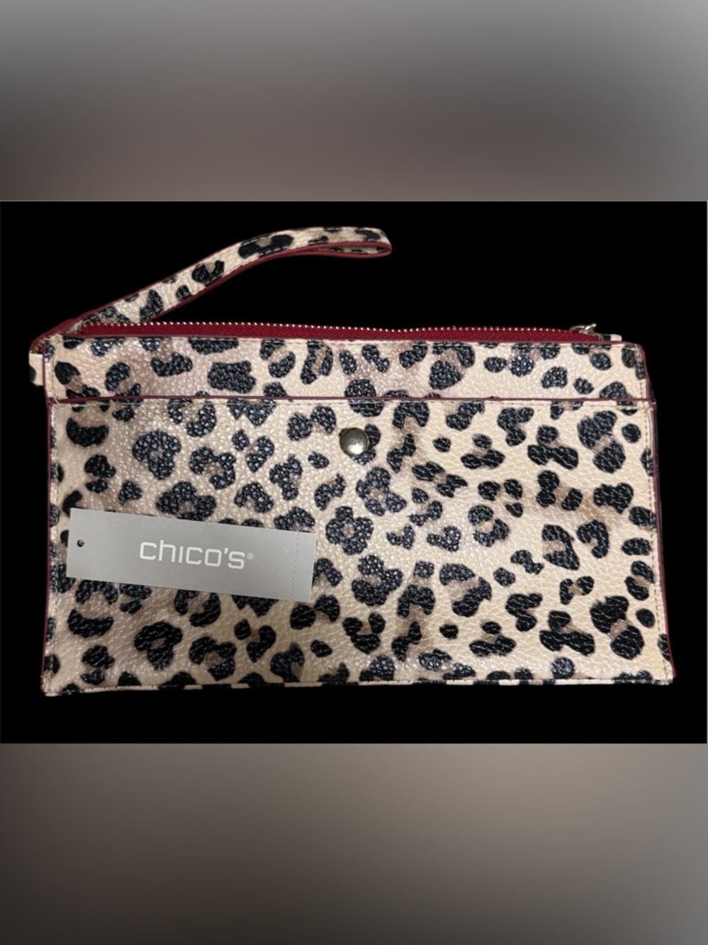 NWT Chico's Leopard Print Wristlet Clutch